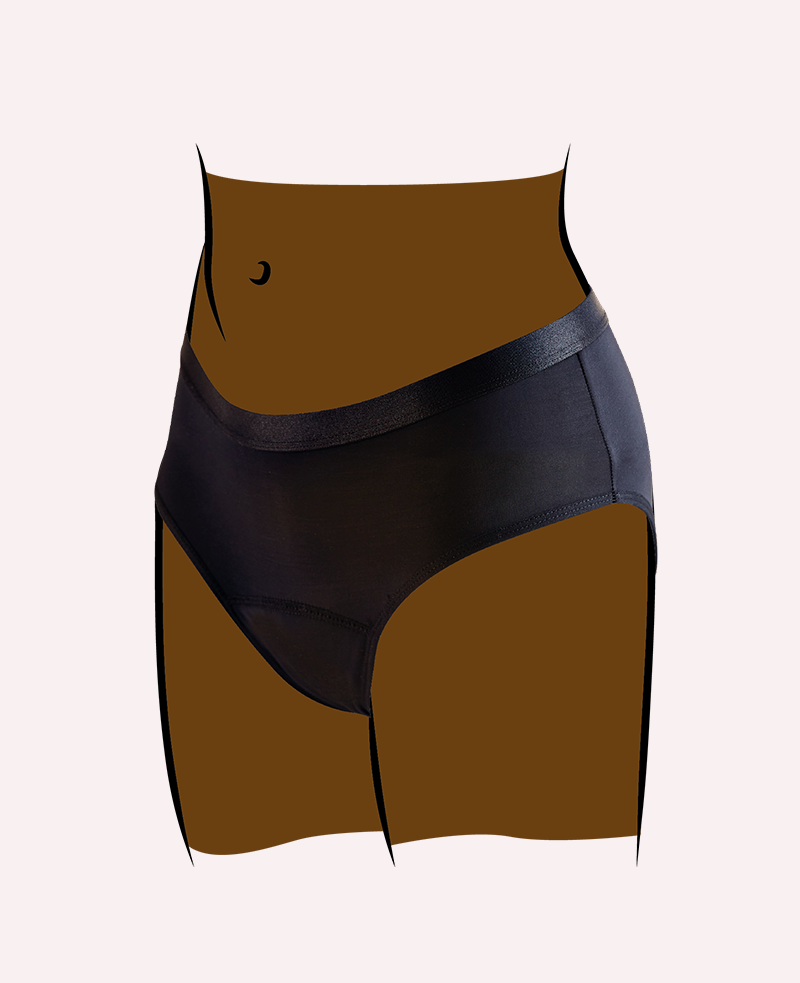 Culotte premières règles protection hygiénique vue de profil, confortable et ultra absorbante en coton bio, simple d&