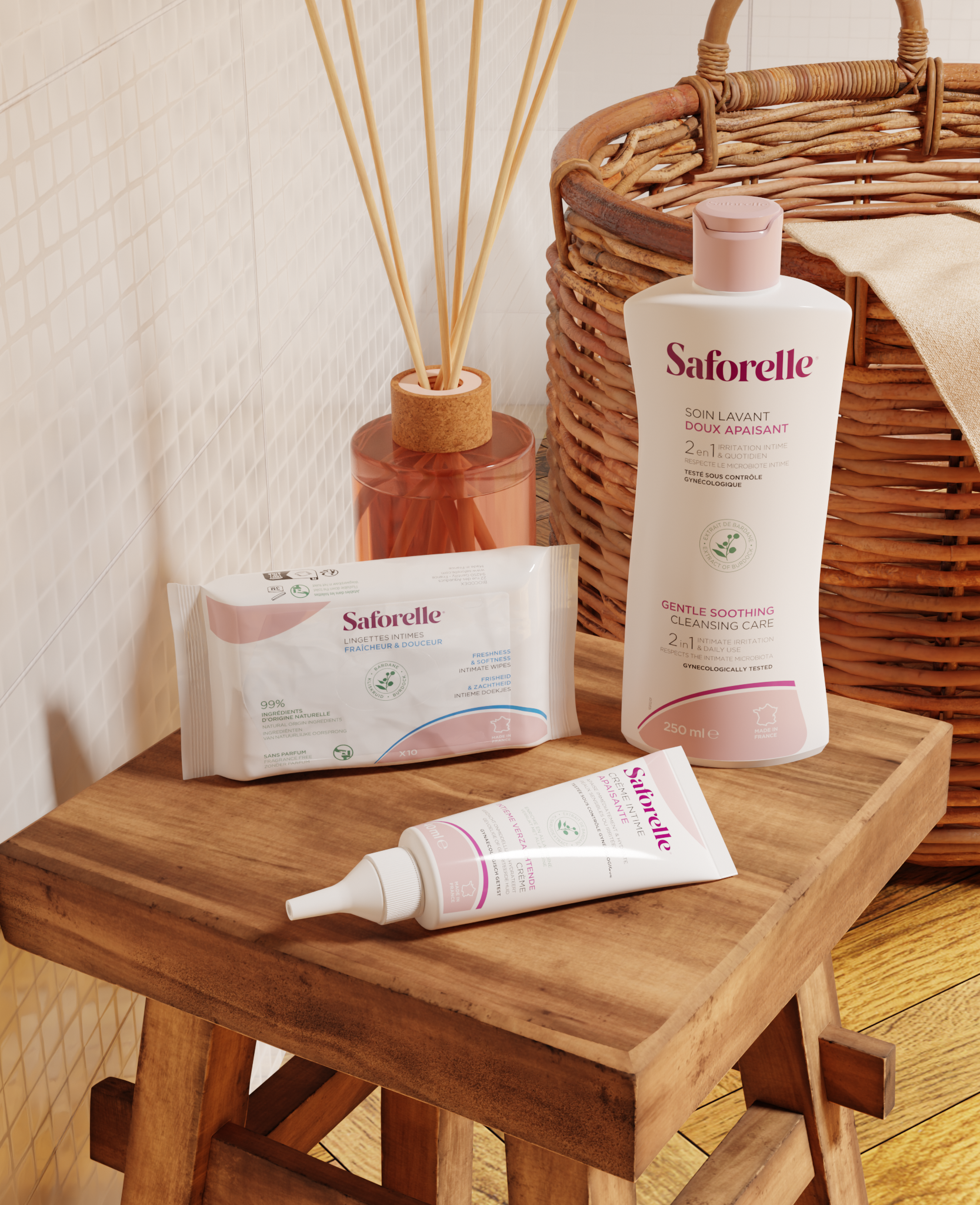 Gamme Saforelle avec soin lavant doux doux et apaisant Saforelle pour l&