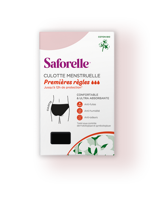 Culotte premières règles protection hygiénique, confortable et ultra absorbante en coton bio, simple d&