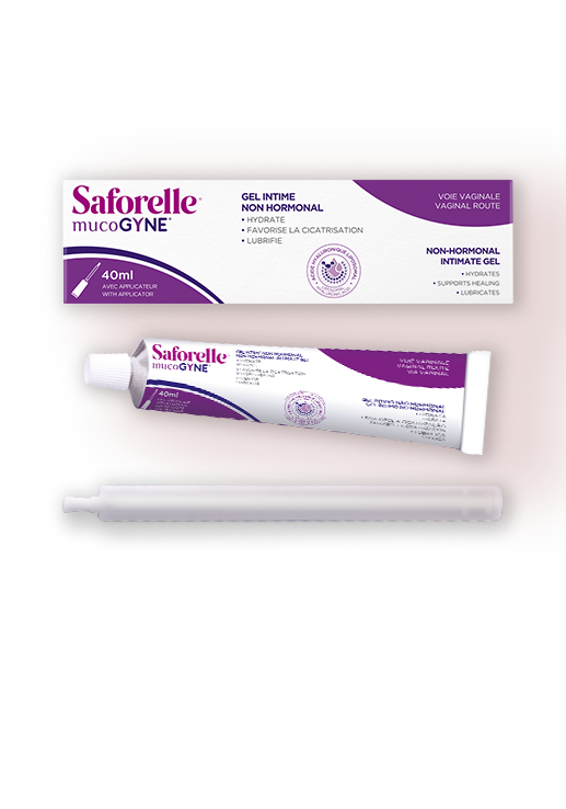 Gel intime Saforelle Mucogyne hydratation intime, favorise la cicatrisation, lubrification en cas de sècheresse voie vaginale

