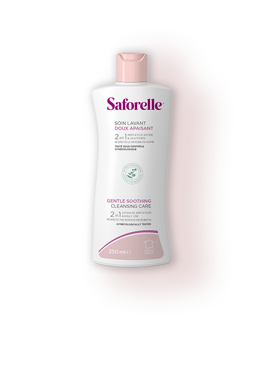 Texture du soin lavant intime doux et apaisant Saforelle pour l&