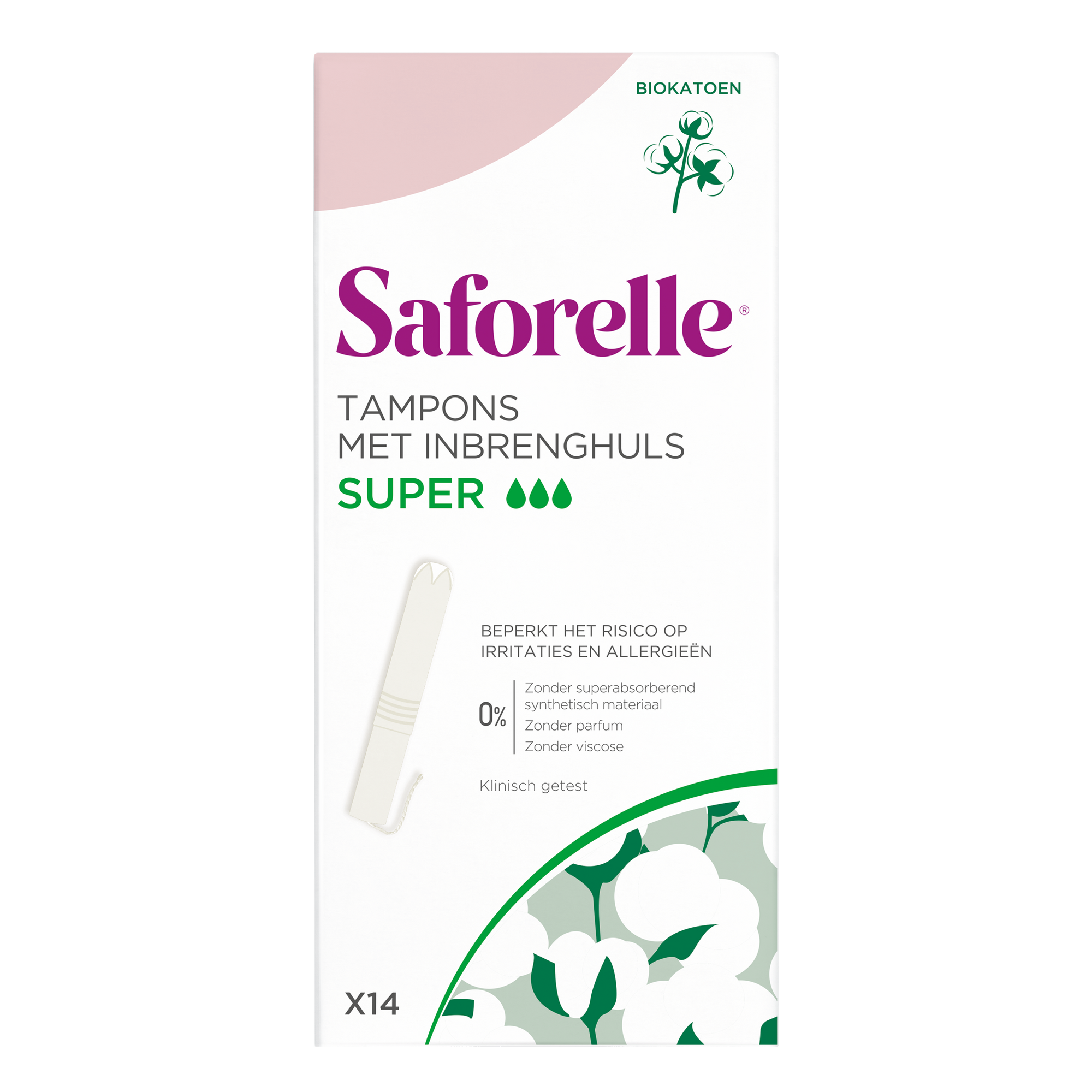 Tampon met inbrenghuls Biokatoen