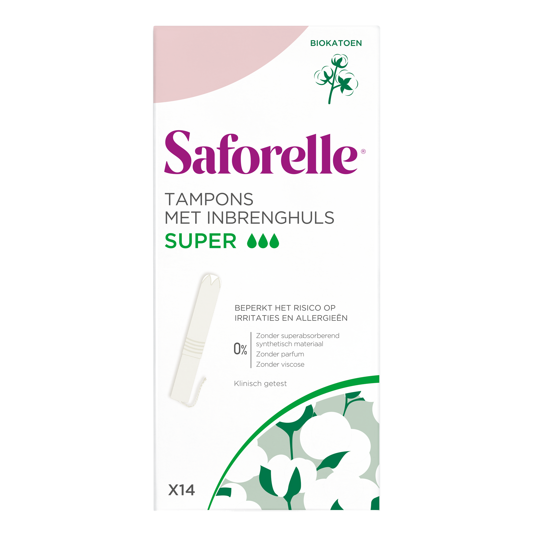 Tampon met inbrenghuls Biokatoen