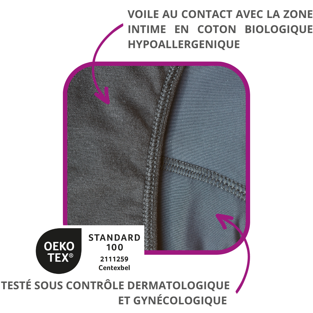 Sous-vêtement coton biologique hypoallergénique pour zone intime, certifié OEKO TEX