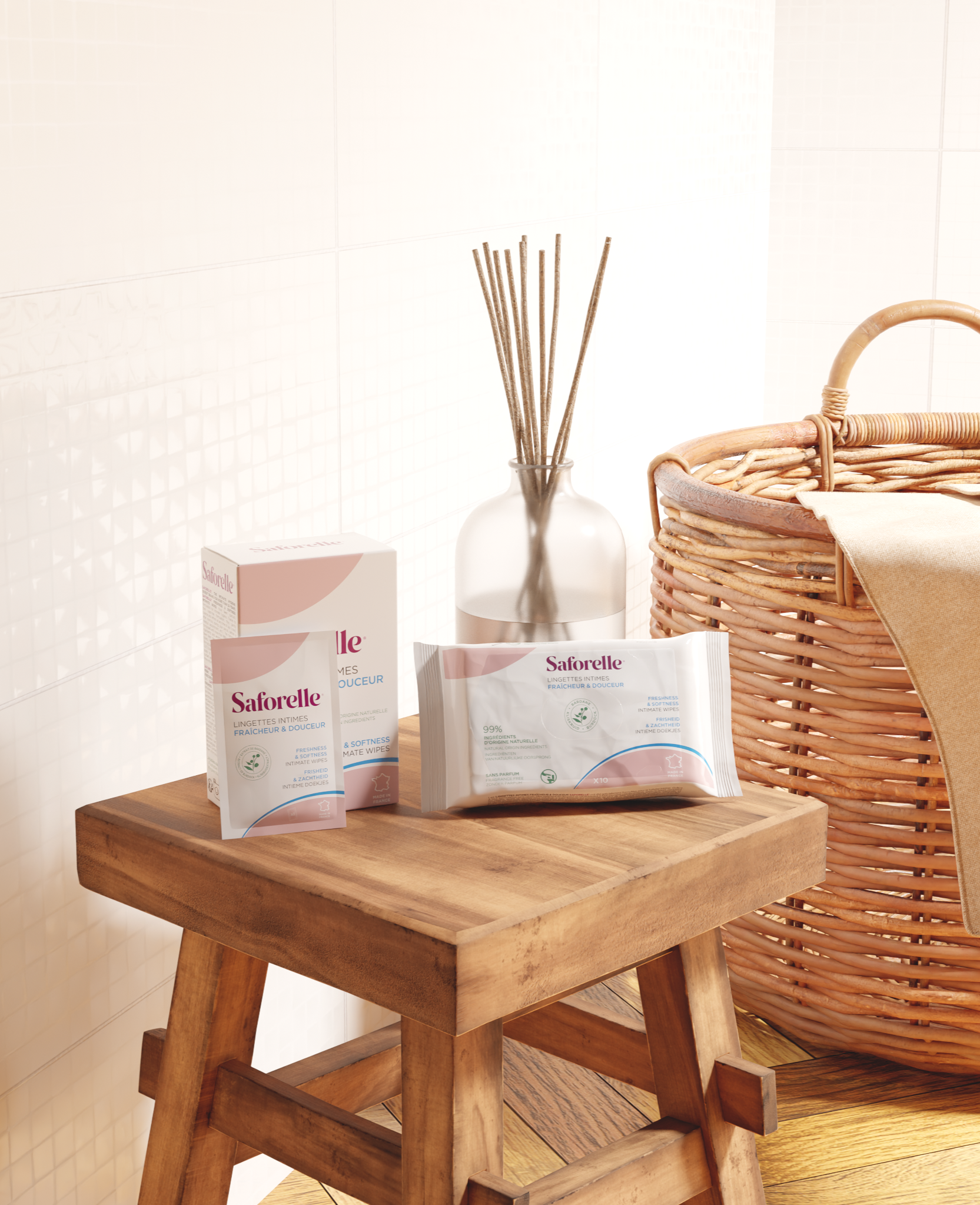 Lingettes Intimes Fraîcheur &amp; Douceur, nettoie, apaise et apporte une sensation de fraicheur, peaux sèches et normales