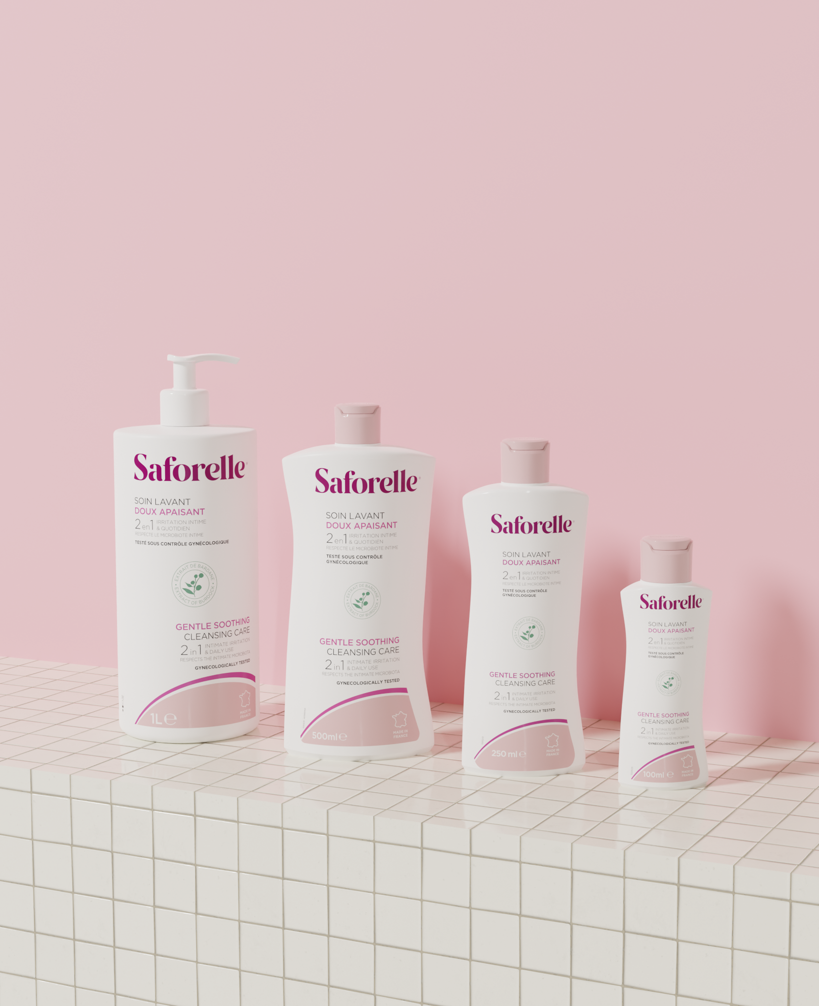 4 tailles de soins lavants intimes doux et apaisant Saforelle pour l&