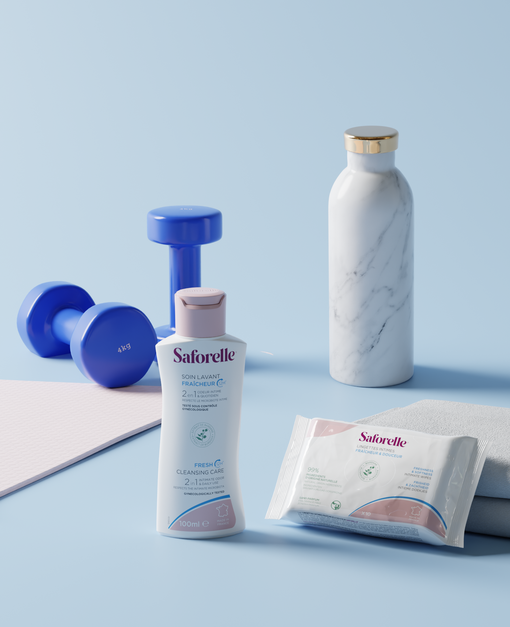 Soin lavant fraicheur Saforelle, nettoie, procure une sensation de fraicheur et limite les odeurs indésirables pendant 12h pour un meilleur confort 100ml