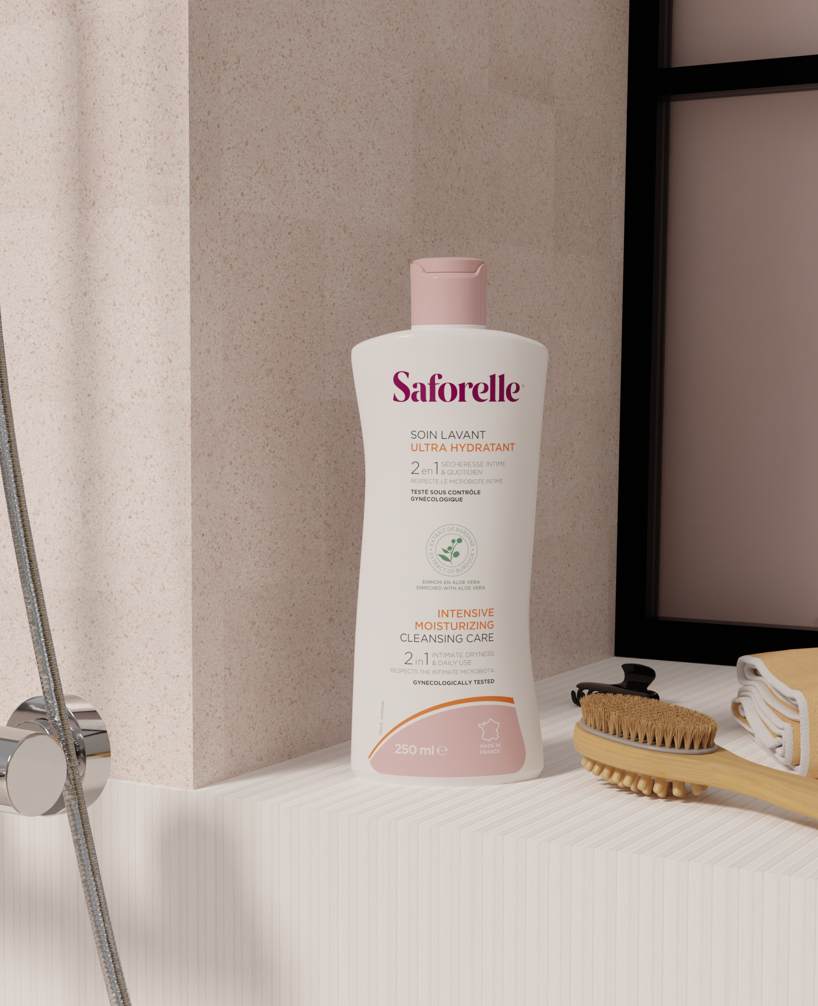 Soin lavant ultra hydratant Saforelle,  2 en 1 nettoie, aide a réduire les sensations de sécheresse externes, boost d&