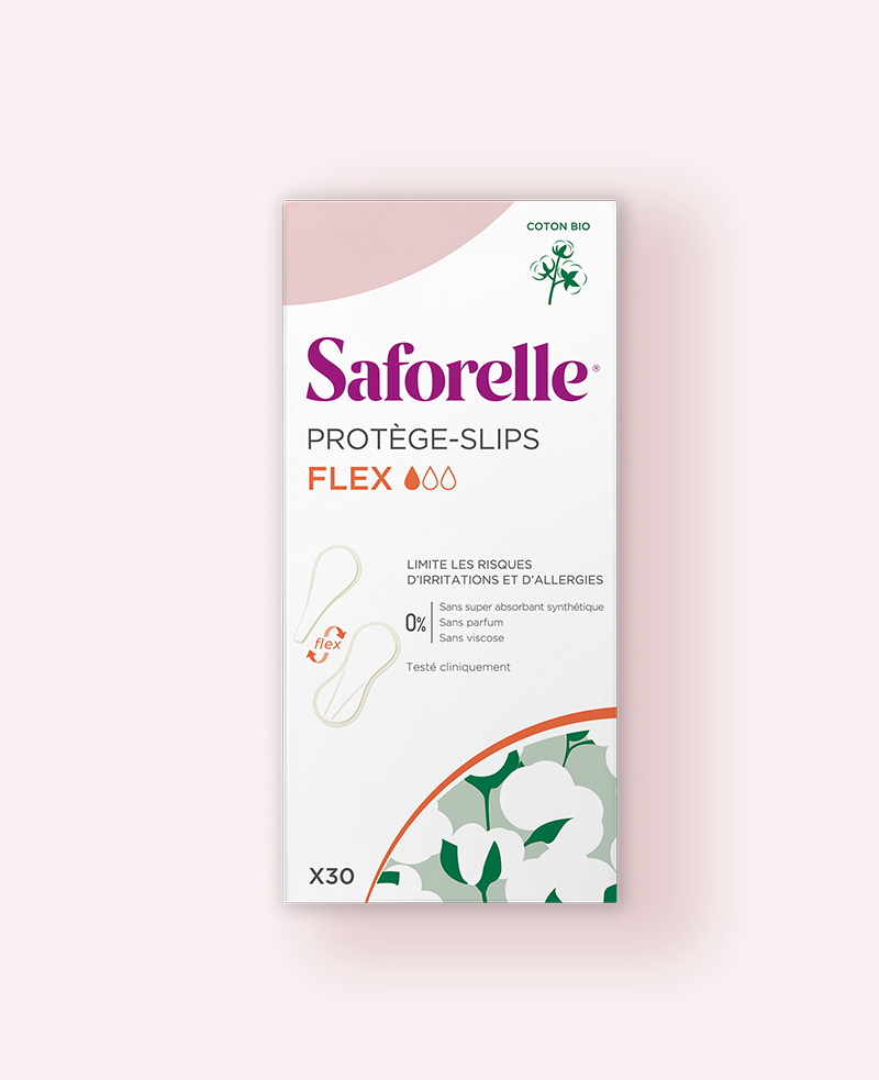 Saforelle protège-slips Flex en coton bio x30 pour la protection intime quotidienne