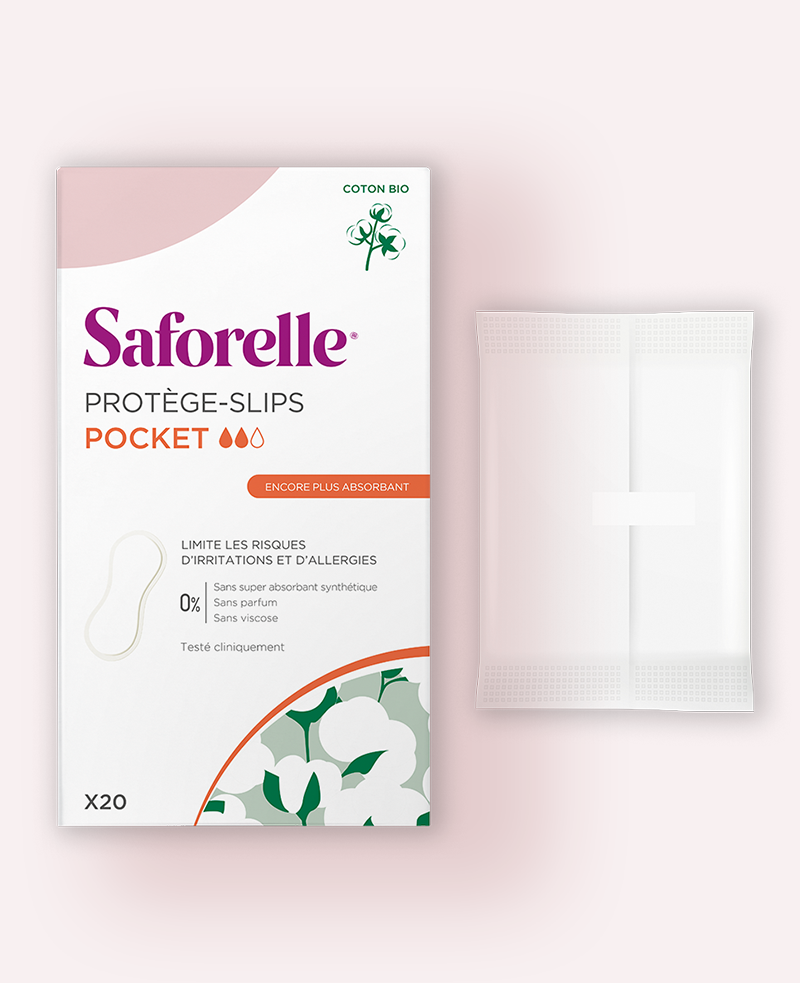 Saforelle protège-slips Pocket en coton bio x20 avec protège-slip individuel