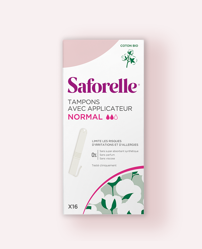 Saforelle tampons avec applicateur Normal en coton bio x16 pour la protection intime pendant les règles